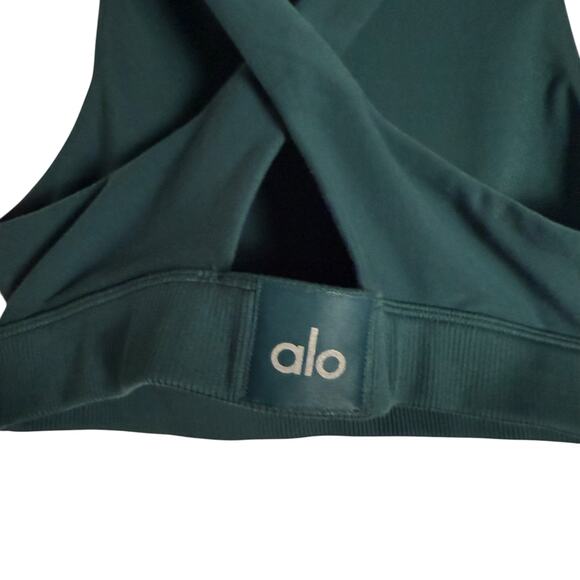 Alo Yoga Iconic 90’s Midnight Green Medium Impact Sports Bra Size Small - Picture 4 of 7